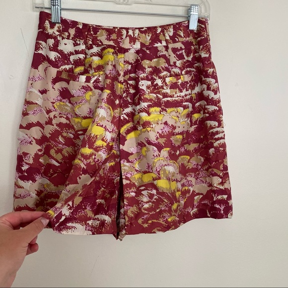 Tibi Silk pink Watercolor colorful shorts skort 6 - Picture 5 of 9